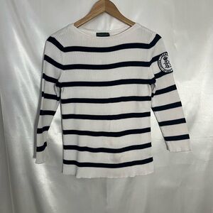 Ralph Lauren Navy and White Striped Sweater vintage classic